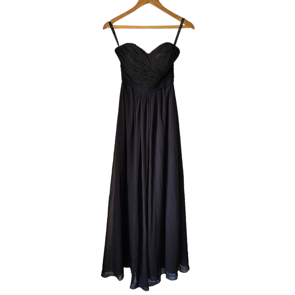 BILL LEVKOFF Black Strapless Gown 4 Formal Dress Wedding Prom Evening Bridal - Picture 14 of 16